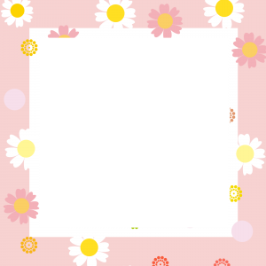 กรอบรูปการ์ตูน ดอกไม้สีชมพู น่ารัก